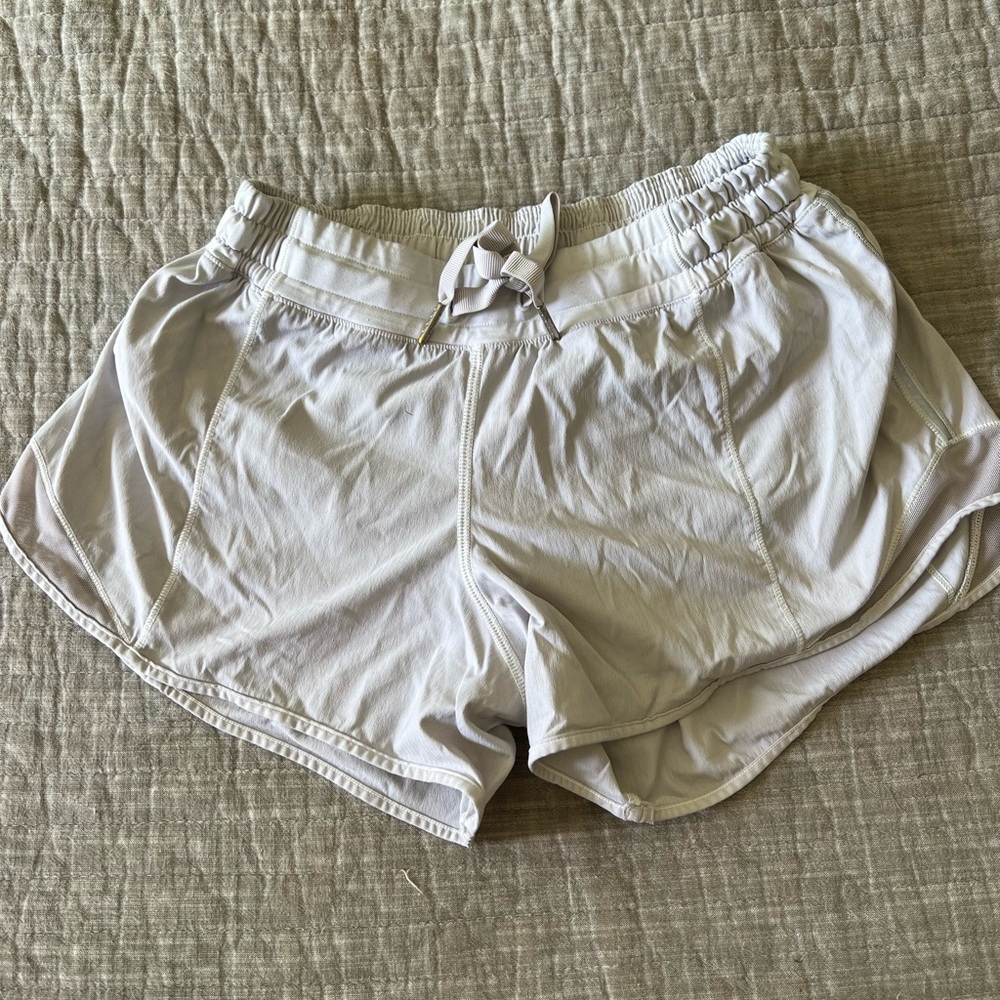 White LuluLemon athletic shorts